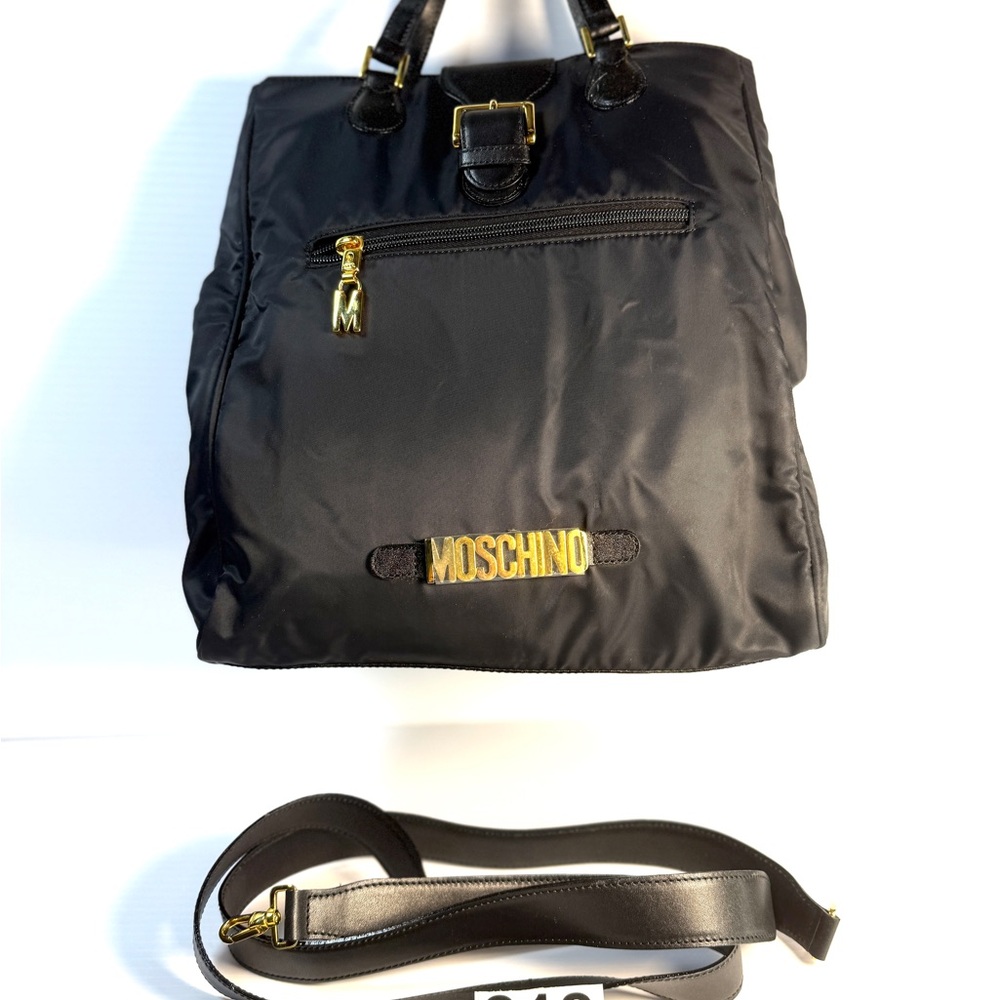Moschino Black and Gold Backpack Functional and Stylish